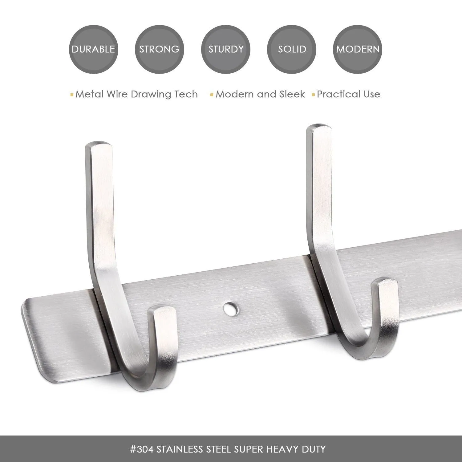 amzdeal Coat Hook Rack Wall Mounted Hook Rail Coat Hanger 16 Hooks