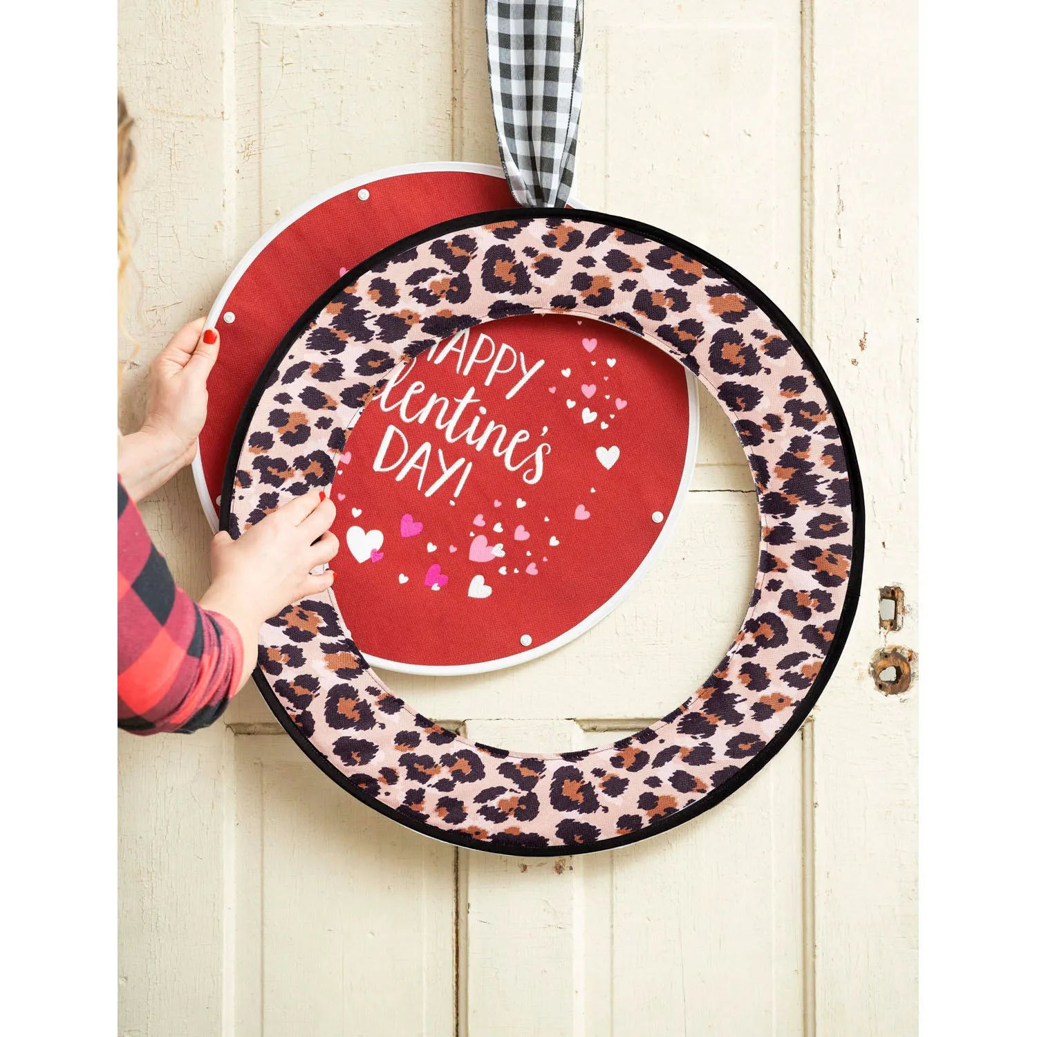 Animal Print Check Sassafras Switchable Door Décor Frame,2idf1819