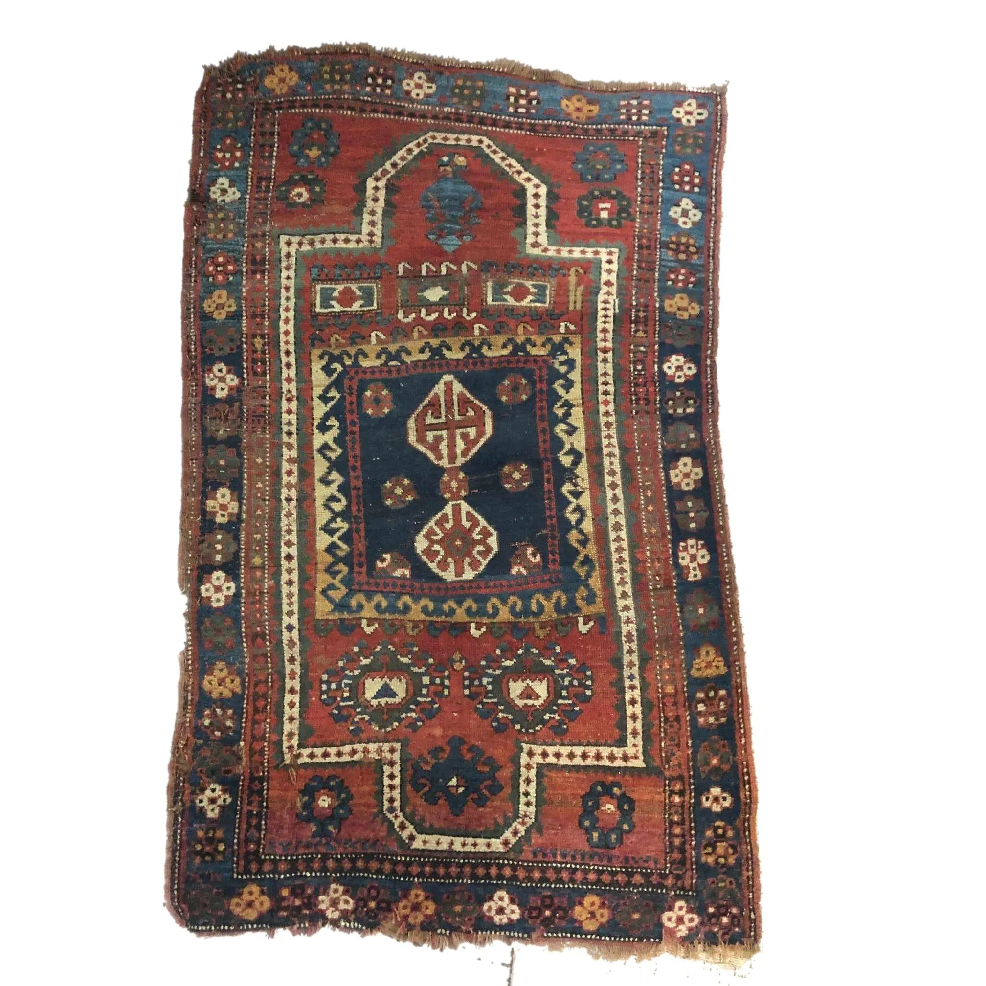 Antique 3' x 5' 19th C. (1870-1880) Caucasian Tribal Prayer Rug