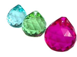 Aquamarine, Spring Green and Fuchsia Chandelier Crystals Faceted Ball Pack of 3