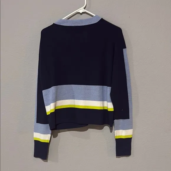 Athleta Sz medium M Colorblock Women's Sweater merino wool blend cropped