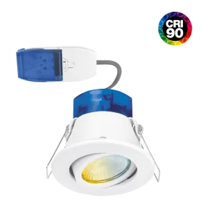 Aurora AU-R62CWSFFH 230V 4W/6W LED IP65 Adjustable Dimmable Fire Rated Downlight FastRFix CRI90 White 3000K/4000K/5700K