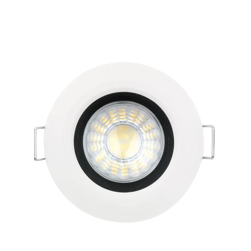 Aurora AU-R6CWSBF 220-240V 6/8W 560lm IP65 Fixed Dimmable 3 Colour & 2 Wattage Switchable Led Integrated Fire & Acoustic Rated Baffle Downlight White Bezel