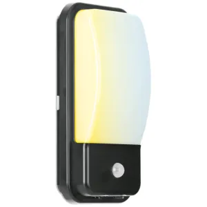 Aurora UtiliteXCS AU-BH10PIRCSBLK 230V 10W LED IP65 PIR Rectangular Bulkhead Black 3000K/4000K/6500K