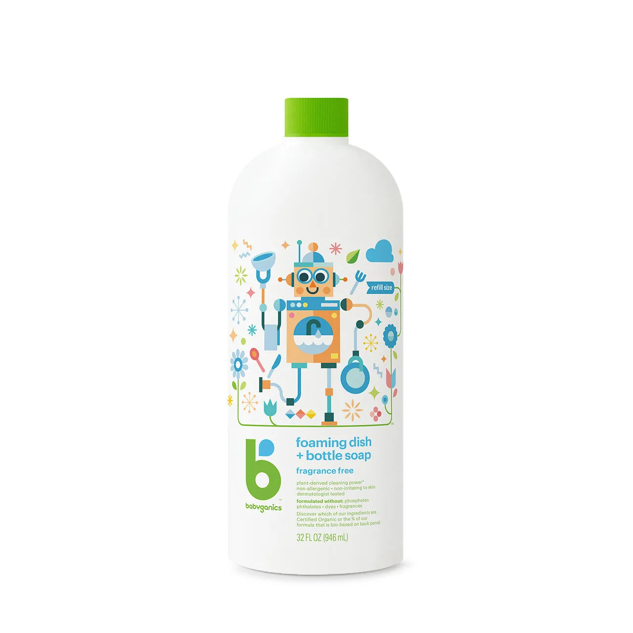 Babyganics foaming dish & bottle soap refill, 946ml, fragrance free