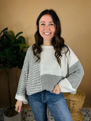 Back Tie Colorblock Knit Sweater