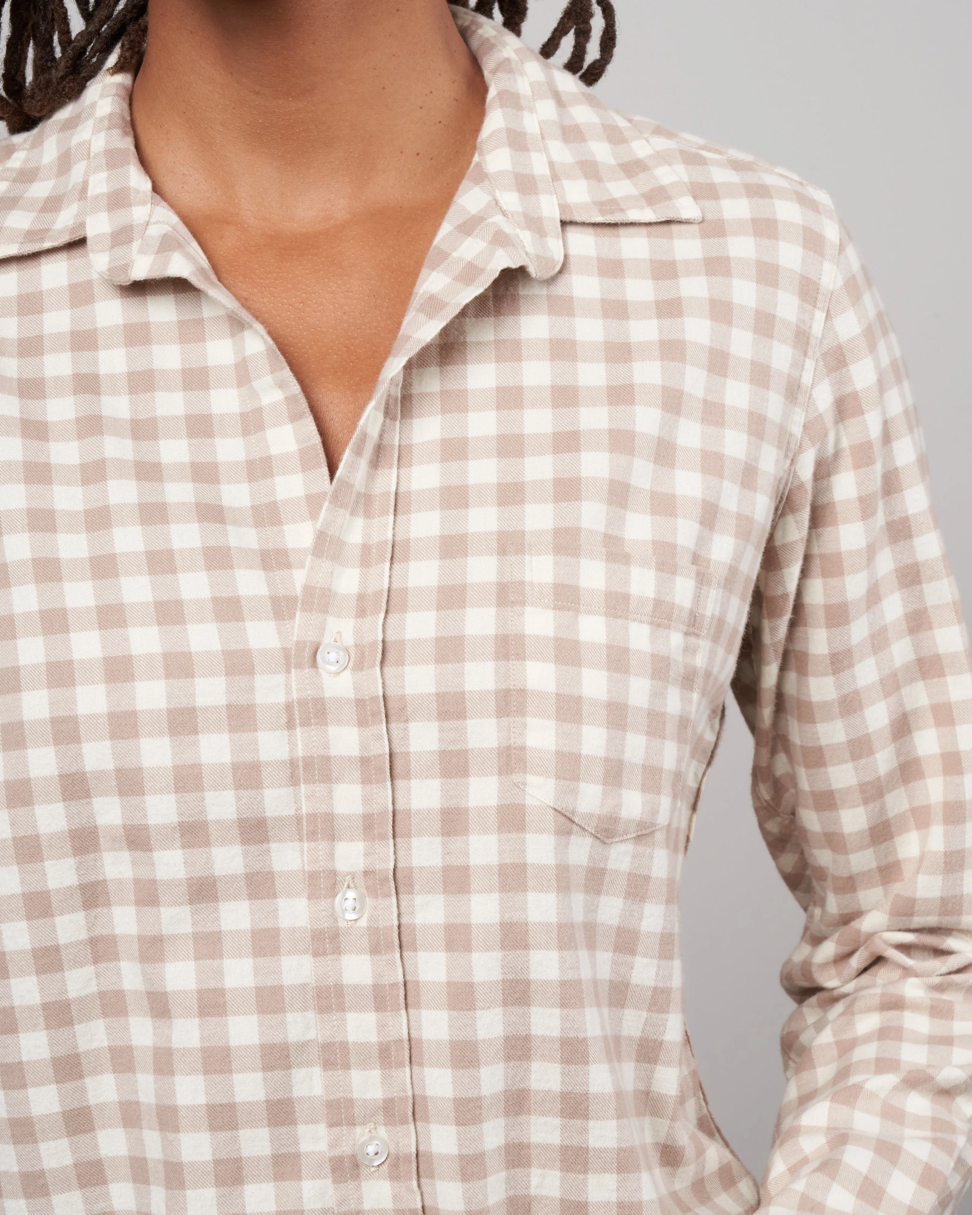 barry woven button up - camel check