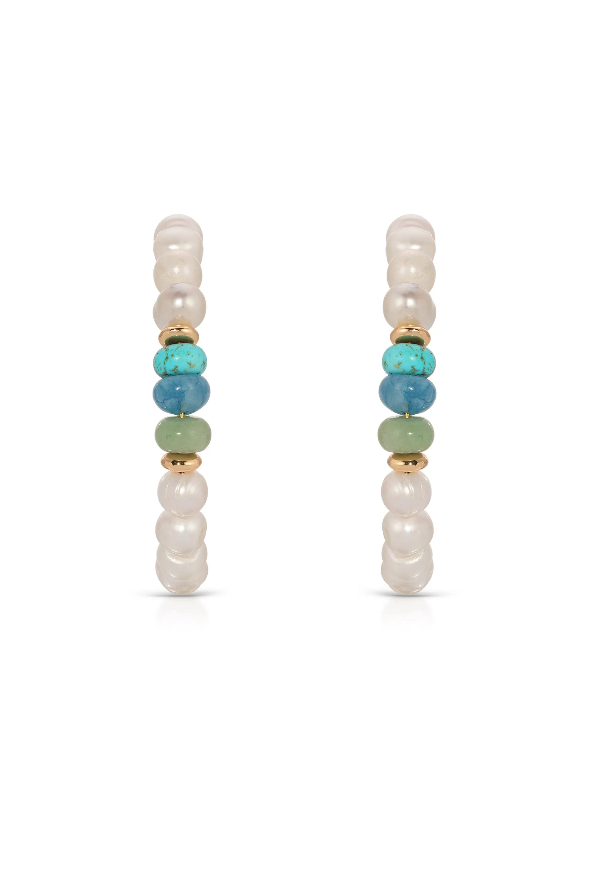 Beach Day Pearl and Gemstone Hoop Earrings