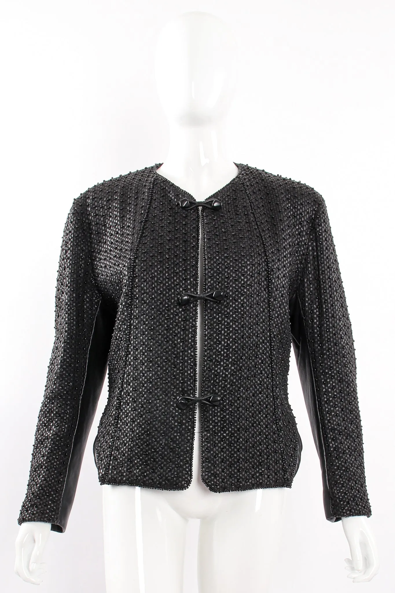 Beaded Woven Leather Jacket