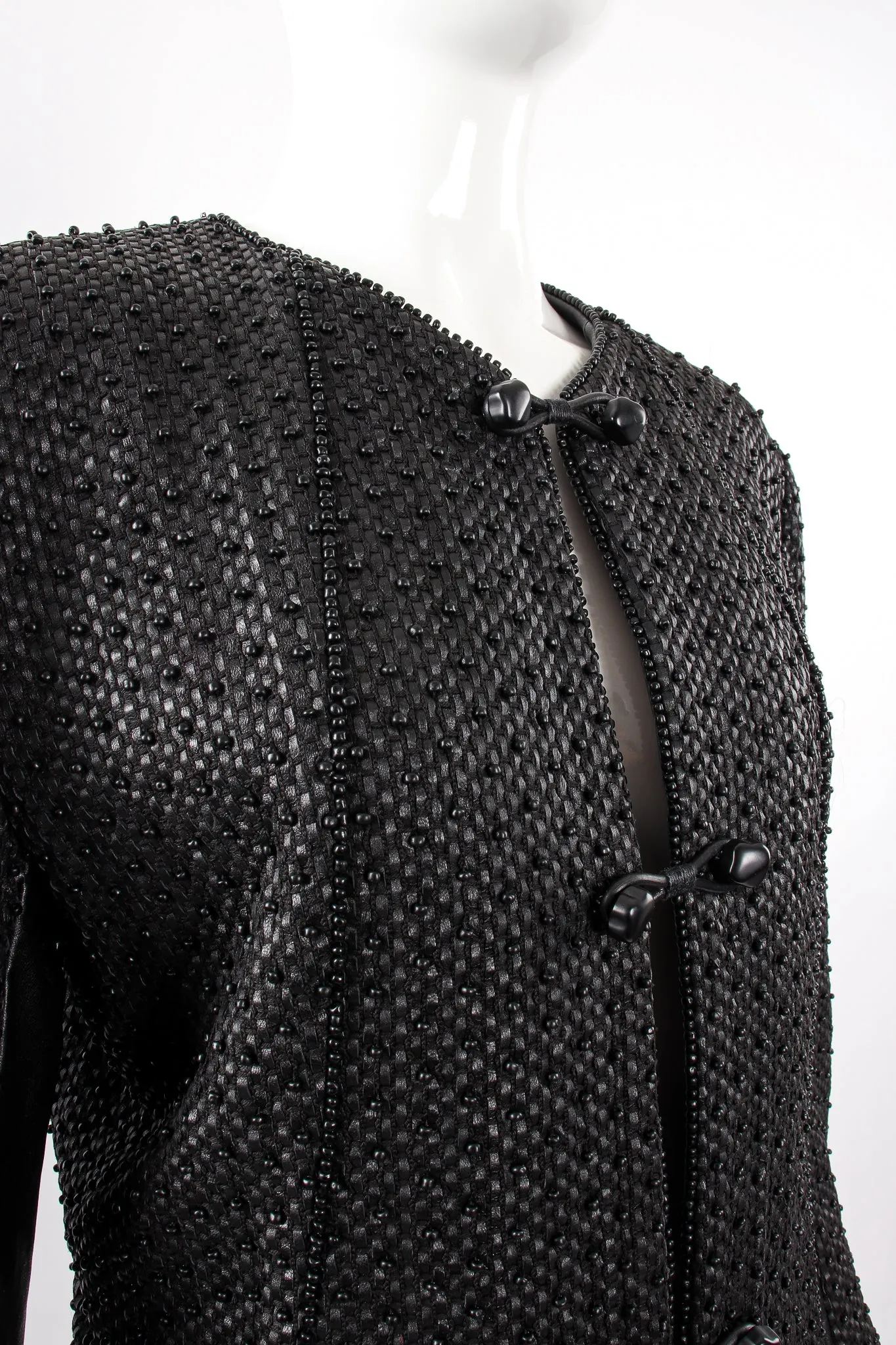 Beaded Woven Leather Jacket