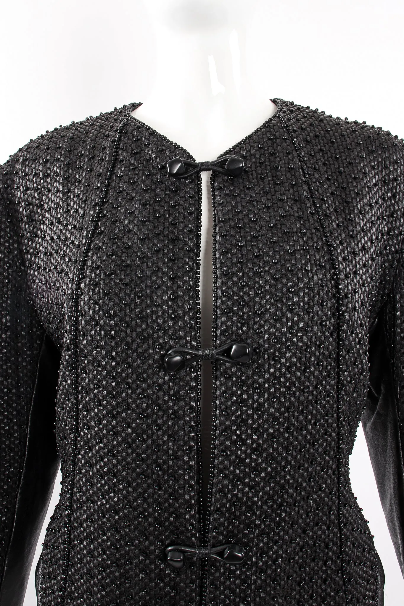 Beaded Woven Leather Jacket