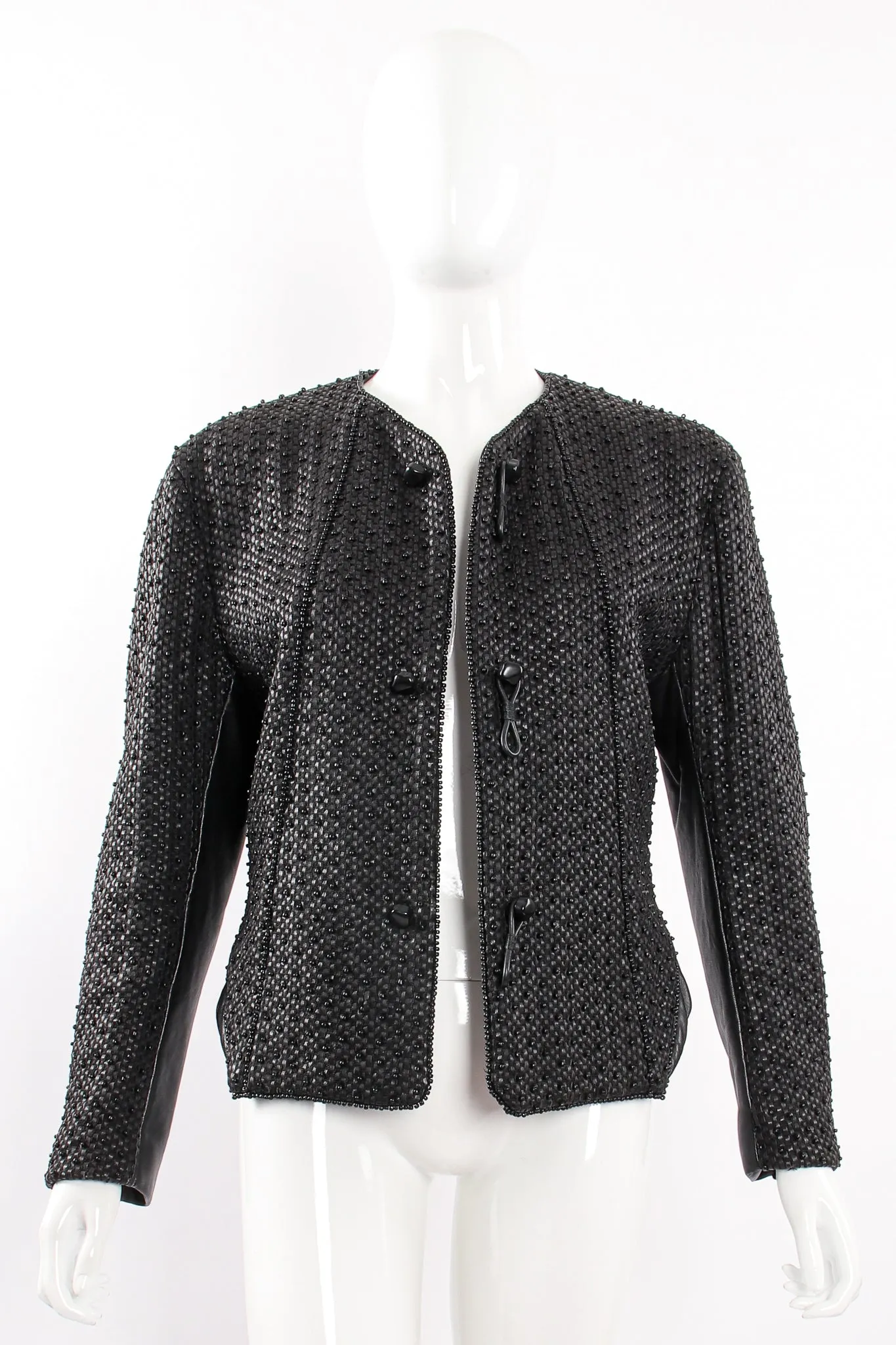 Beaded Woven Leather Jacket