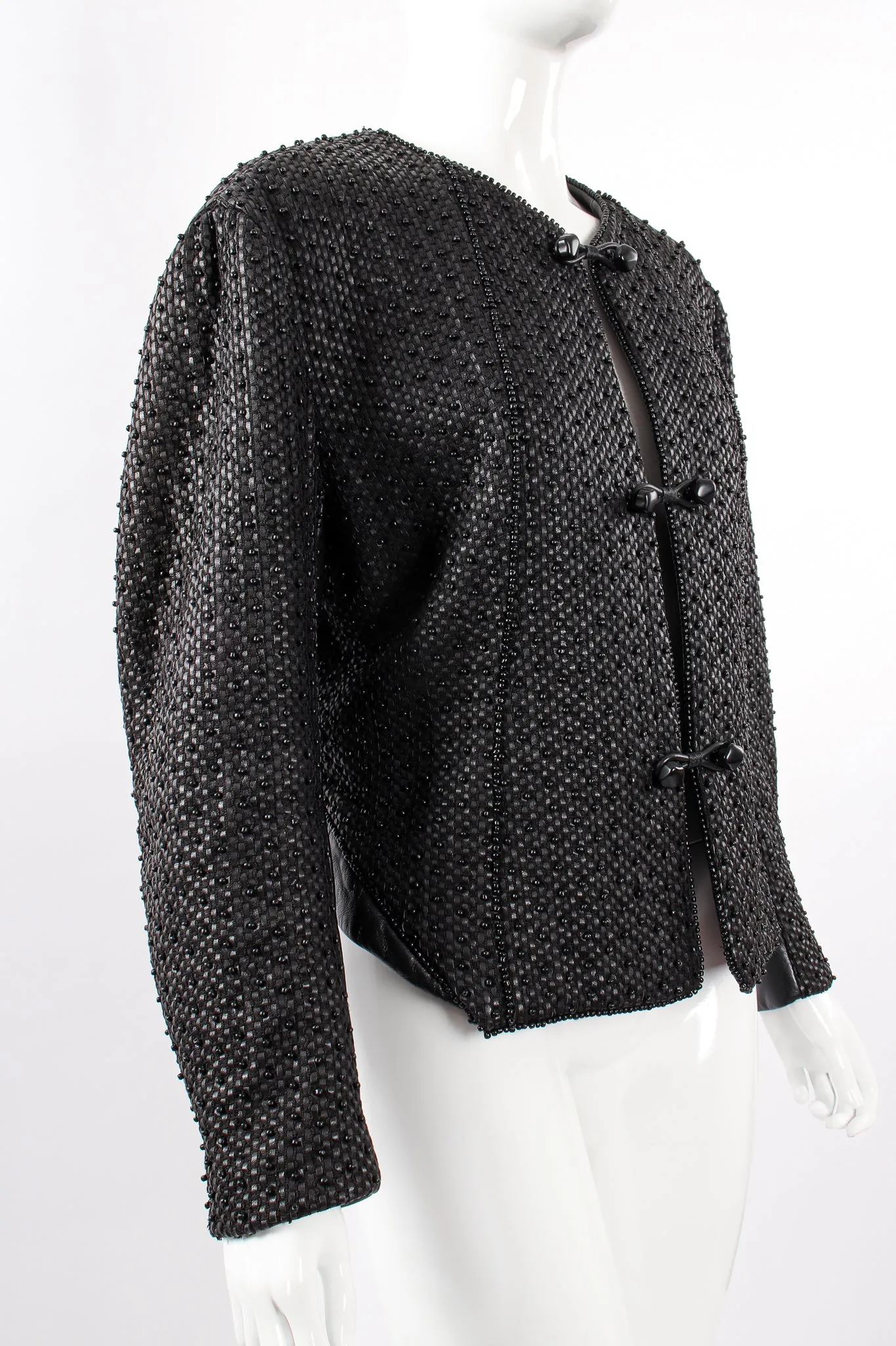 Beaded Woven Leather Jacket