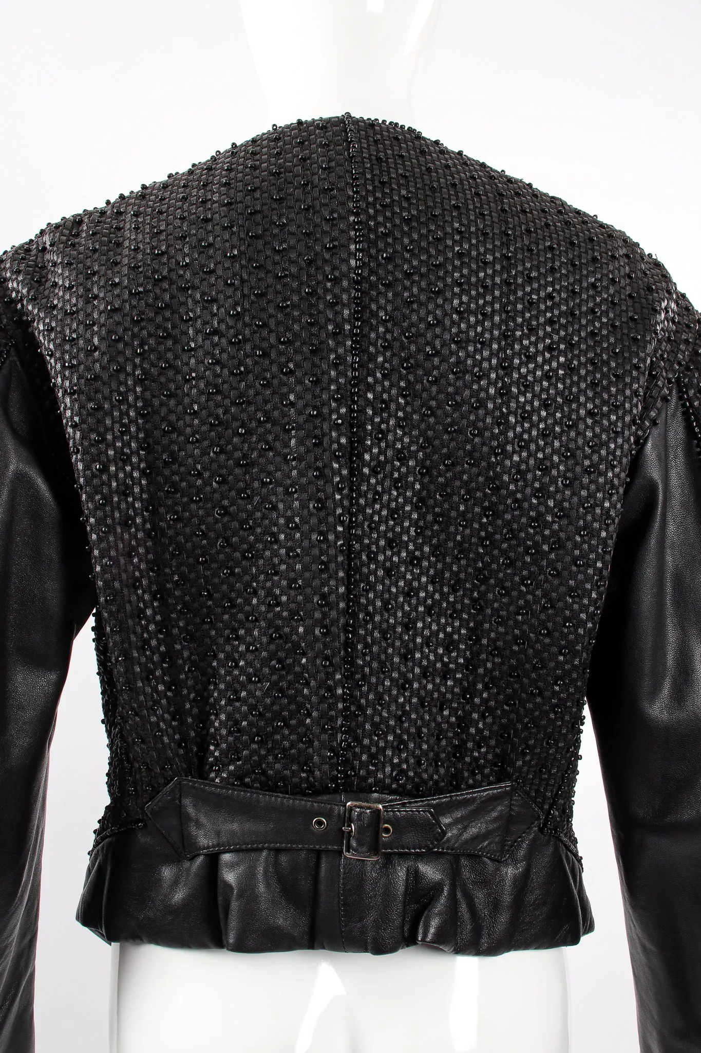 Beaded Woven Leather Jacket
