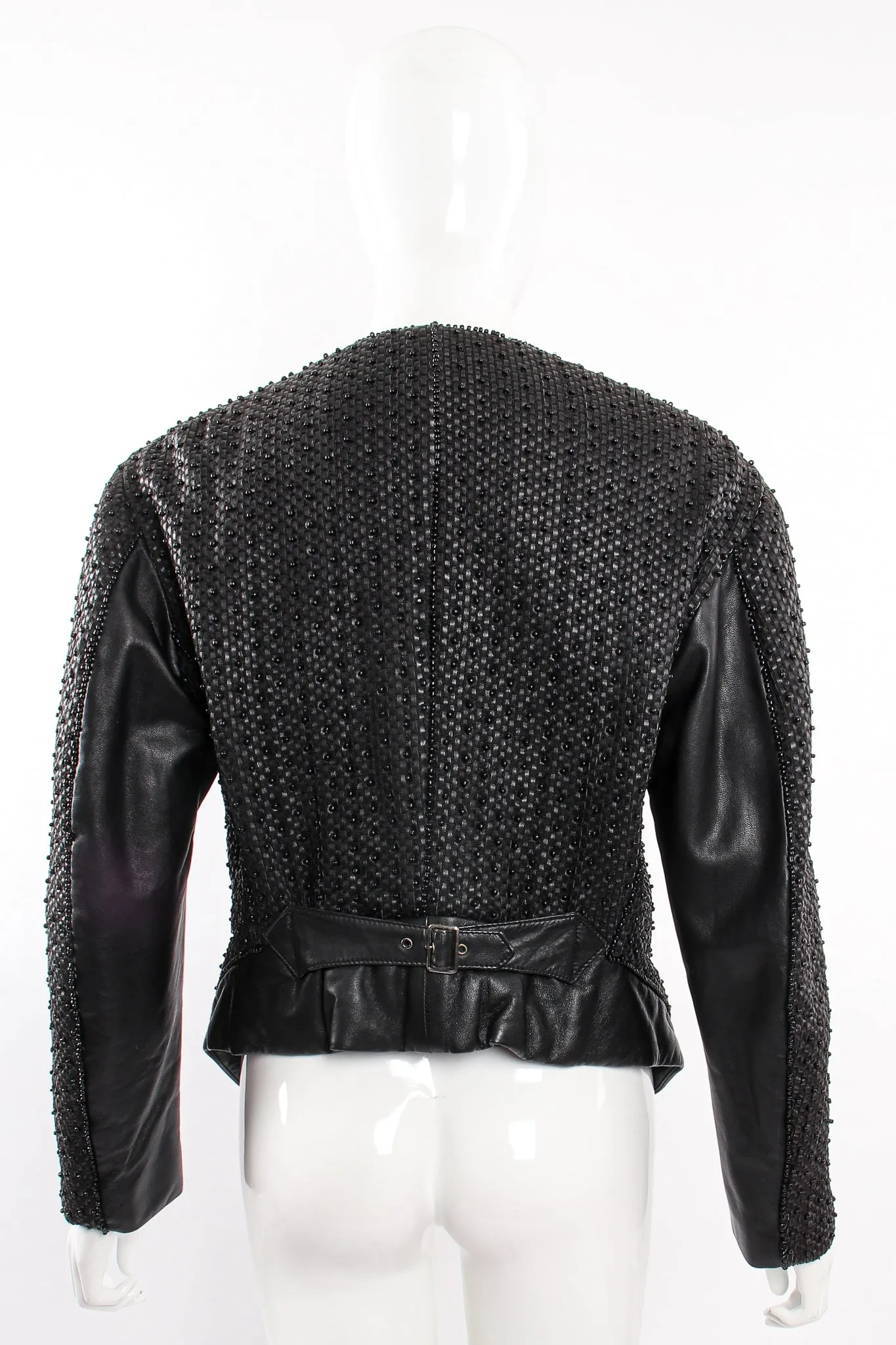 Beaded Woven Leather Jacket