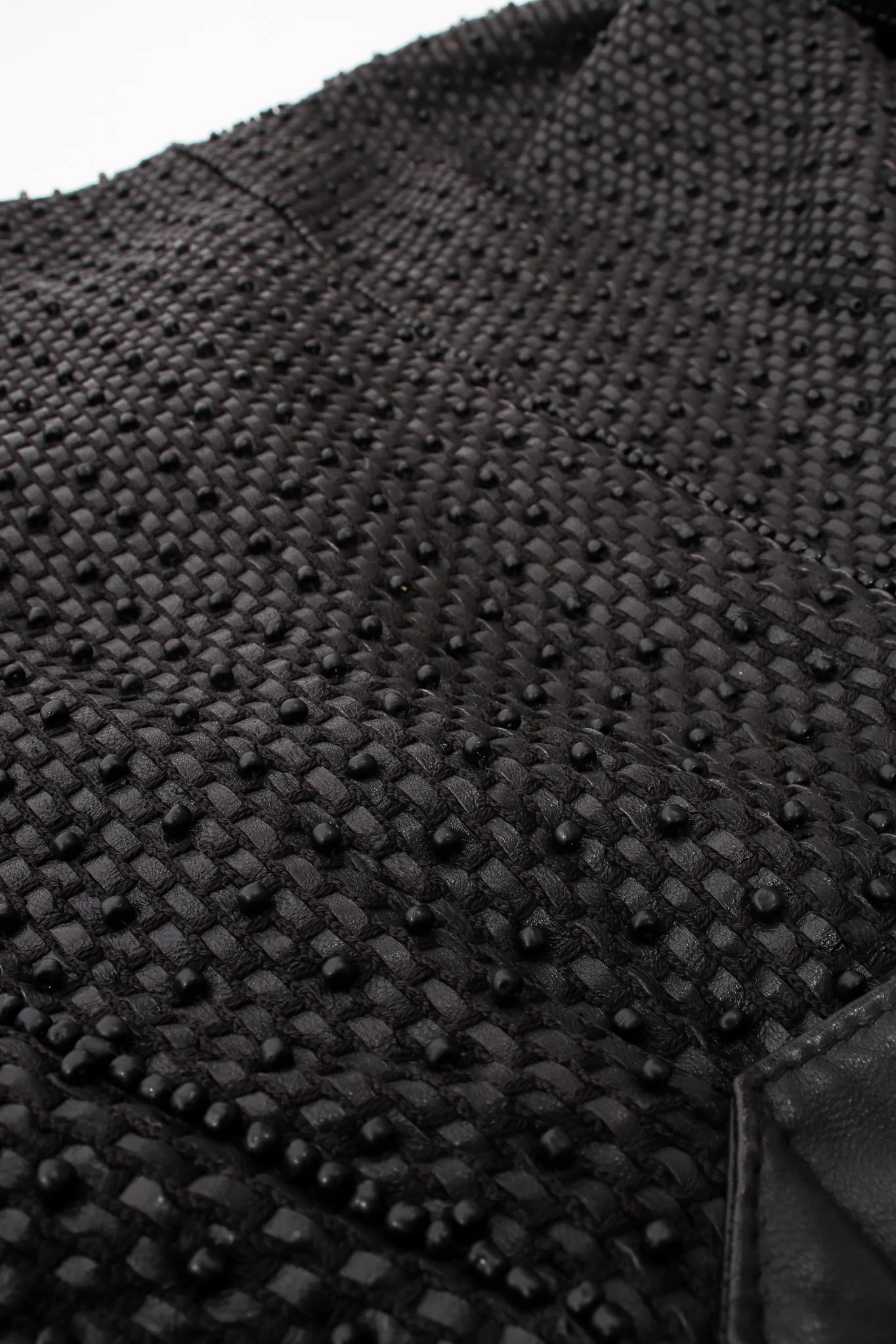 Beaded Woven Leather Jacket