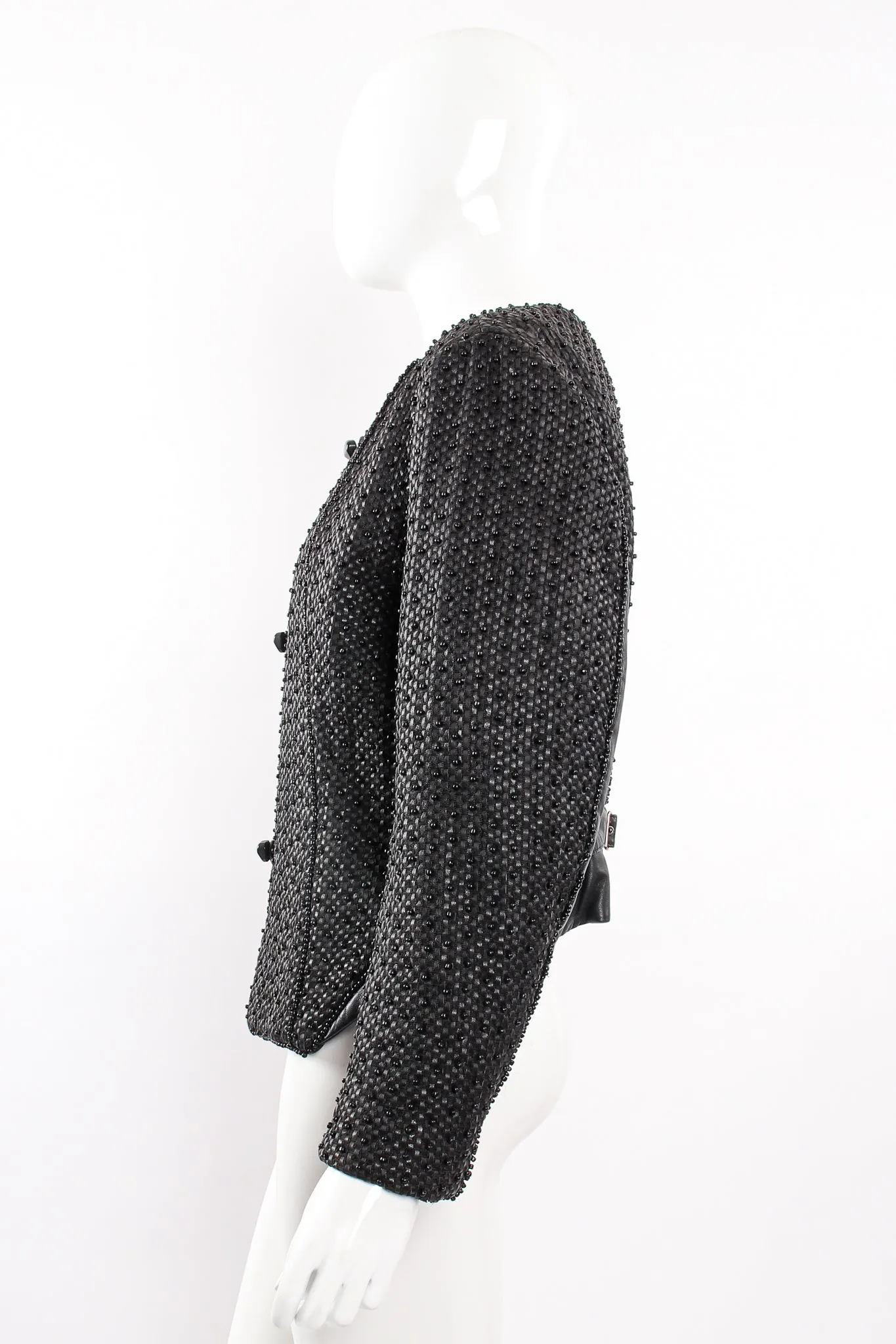 Beaded Woven Leather Jacket