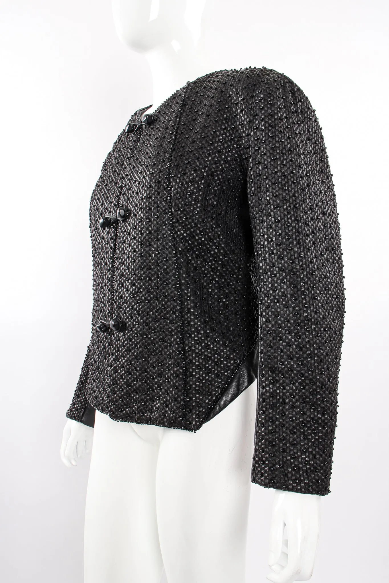 Beaded Woven Leather Jacket
