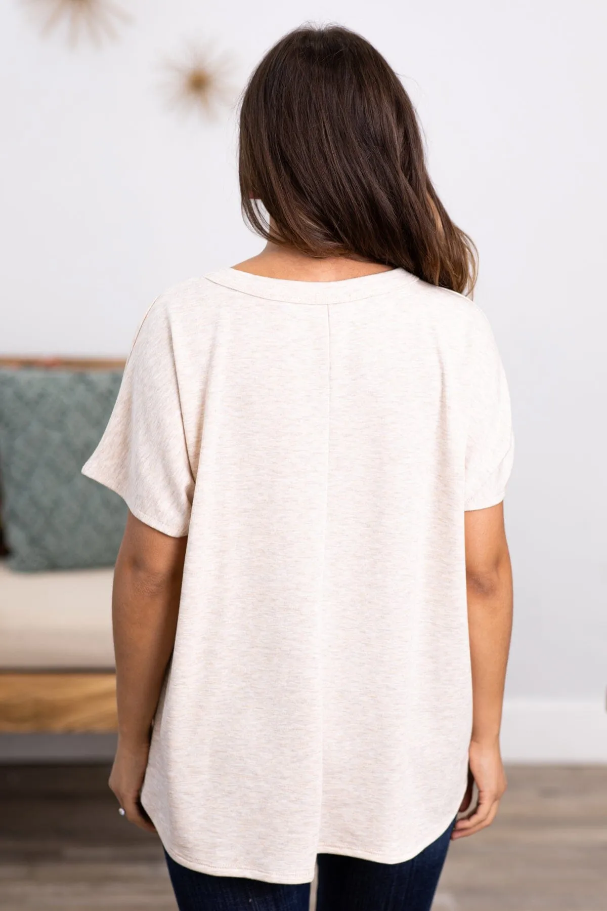 Beige Multicolor Reverse Seam Detail Top