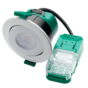 BELL 11380 4/6W Firestay Duo LED CCT Wattage Switchable Centre Tilt Downlight - Dim, P&P, 60° Beam Angle - Tool Free Termination - No Bezel