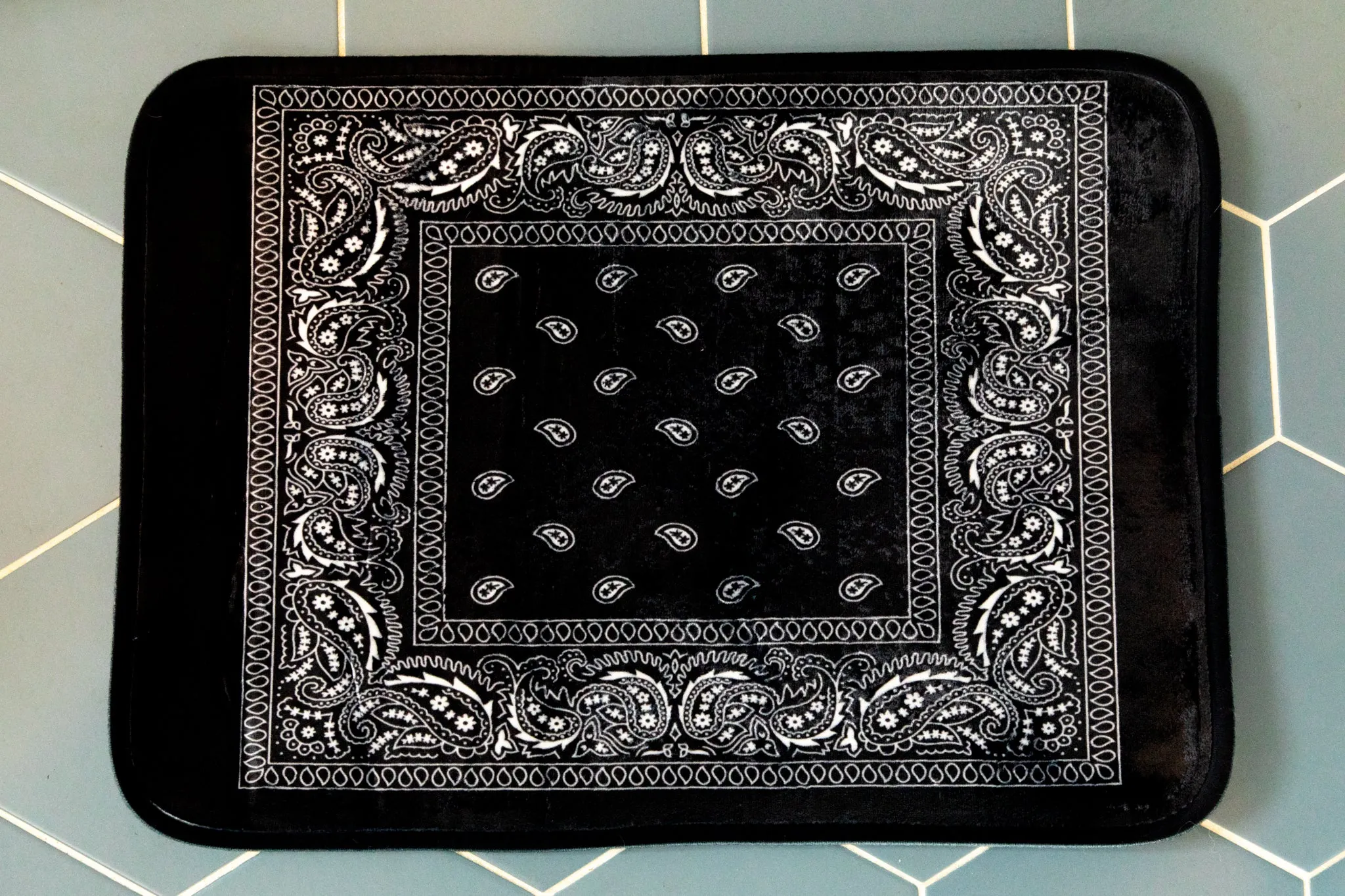 Black Bandana Bathmat