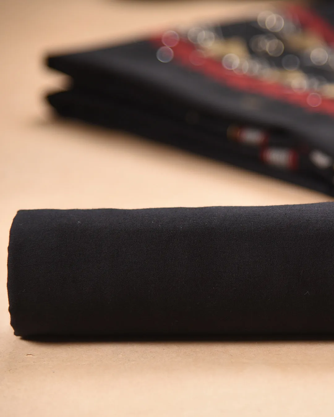 Black Chanderi Woven With Embroidery Unstitched Suit Fabric Set With Chanderi Woven Dupatta