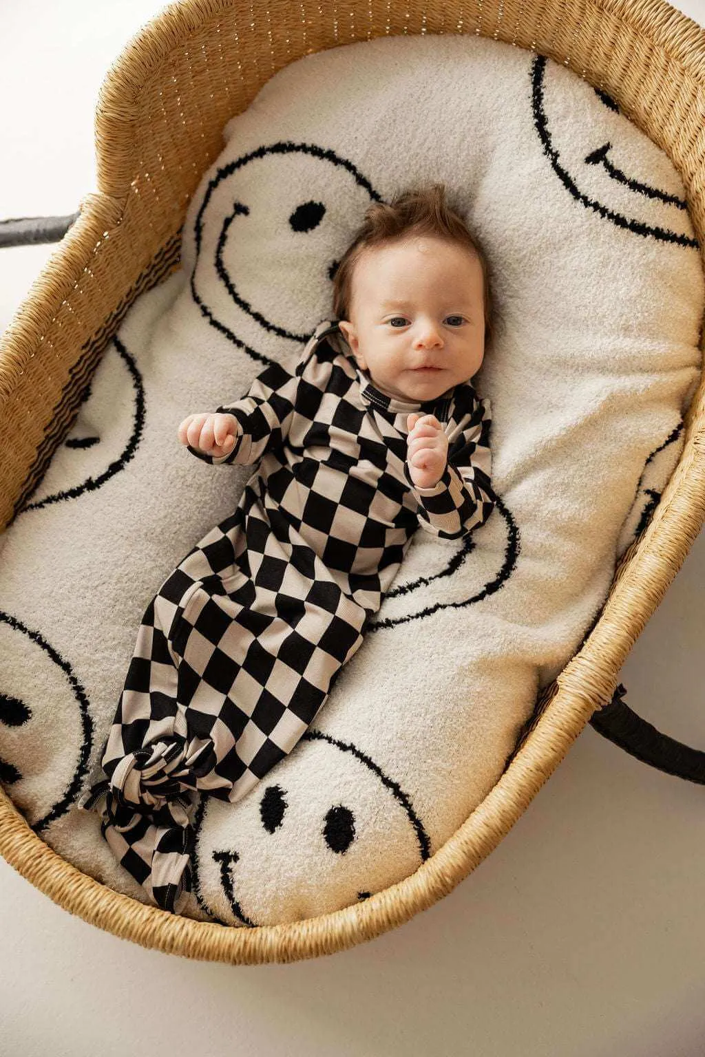 Black Checkerboard | Knotted Bamboo Gown
