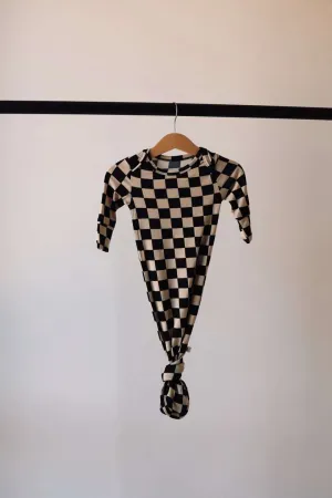 Black Checkerboard | Knotted Bamboo Gown