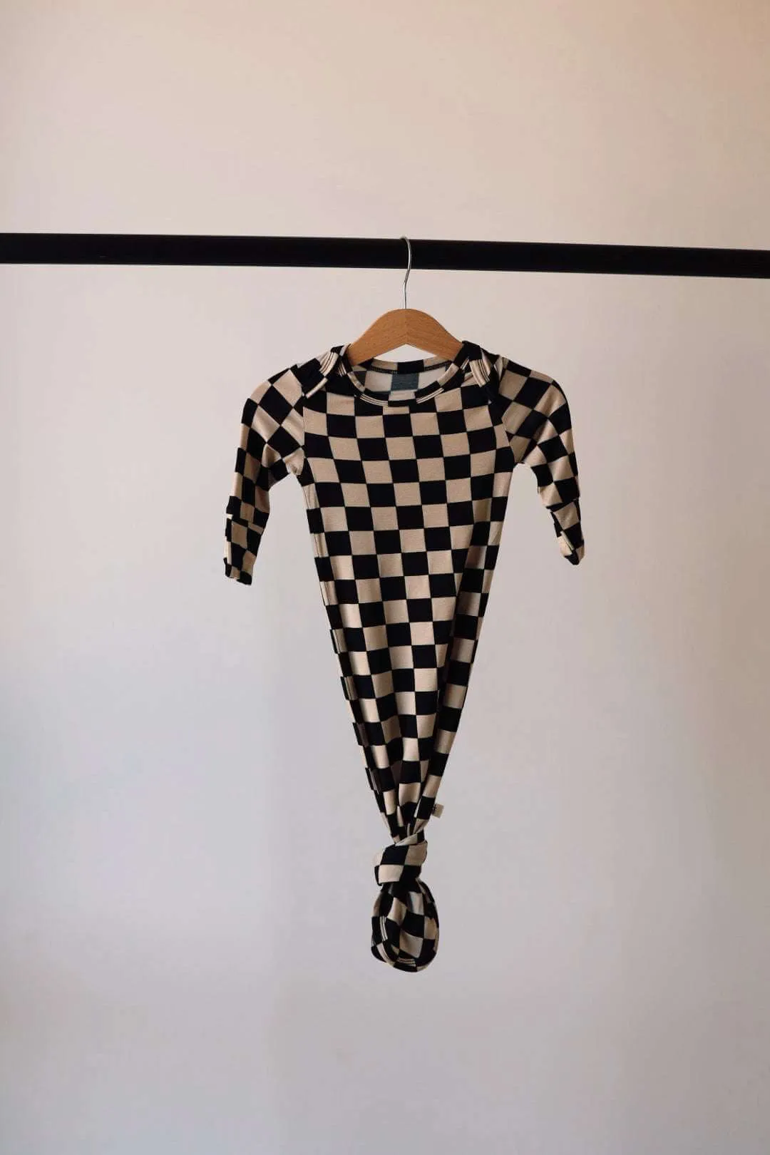 Black Checkerboard | Knotted Bamboo Gown