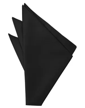 Black Solid Twill Pocket Square