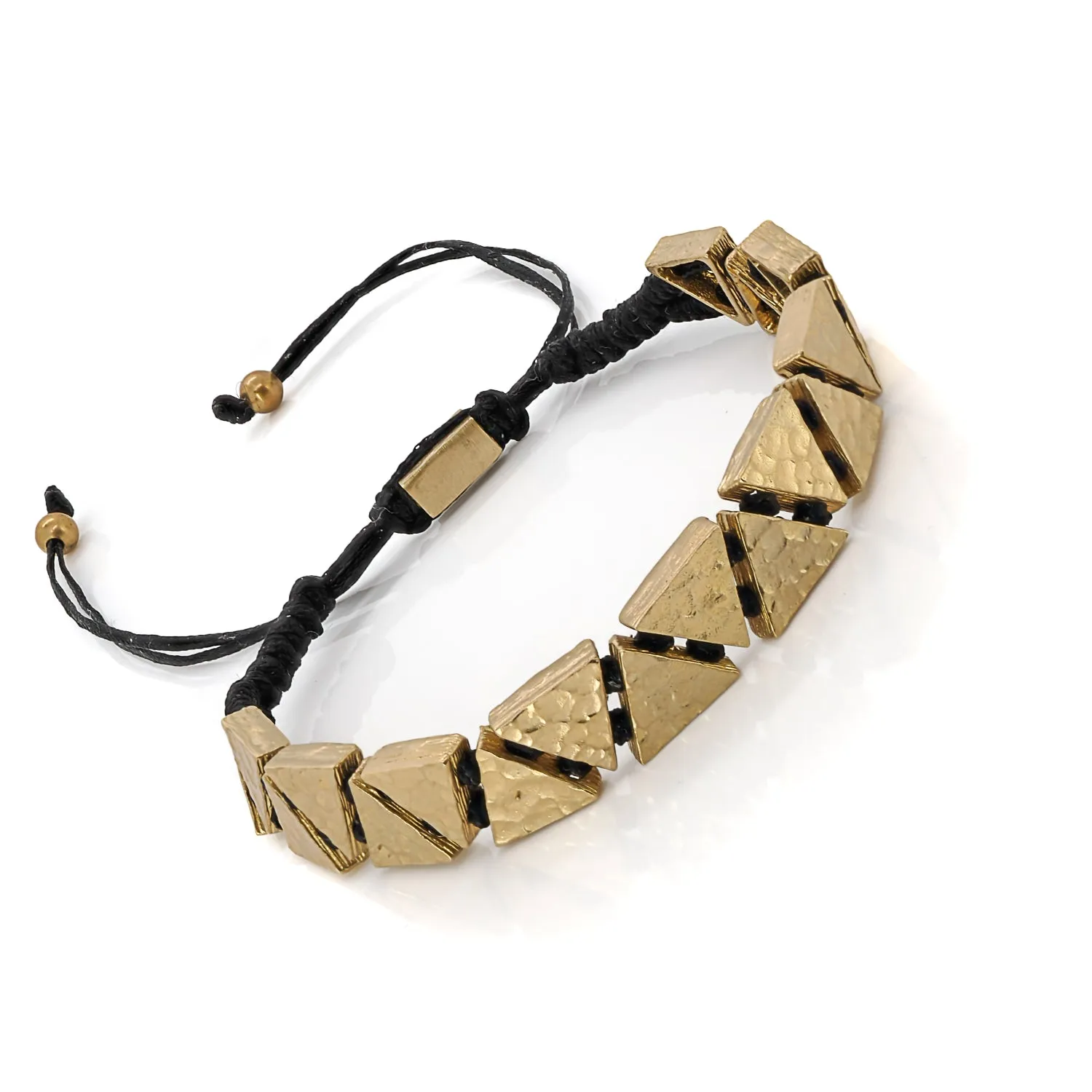 Black Woven Gold Triangle Bracelet