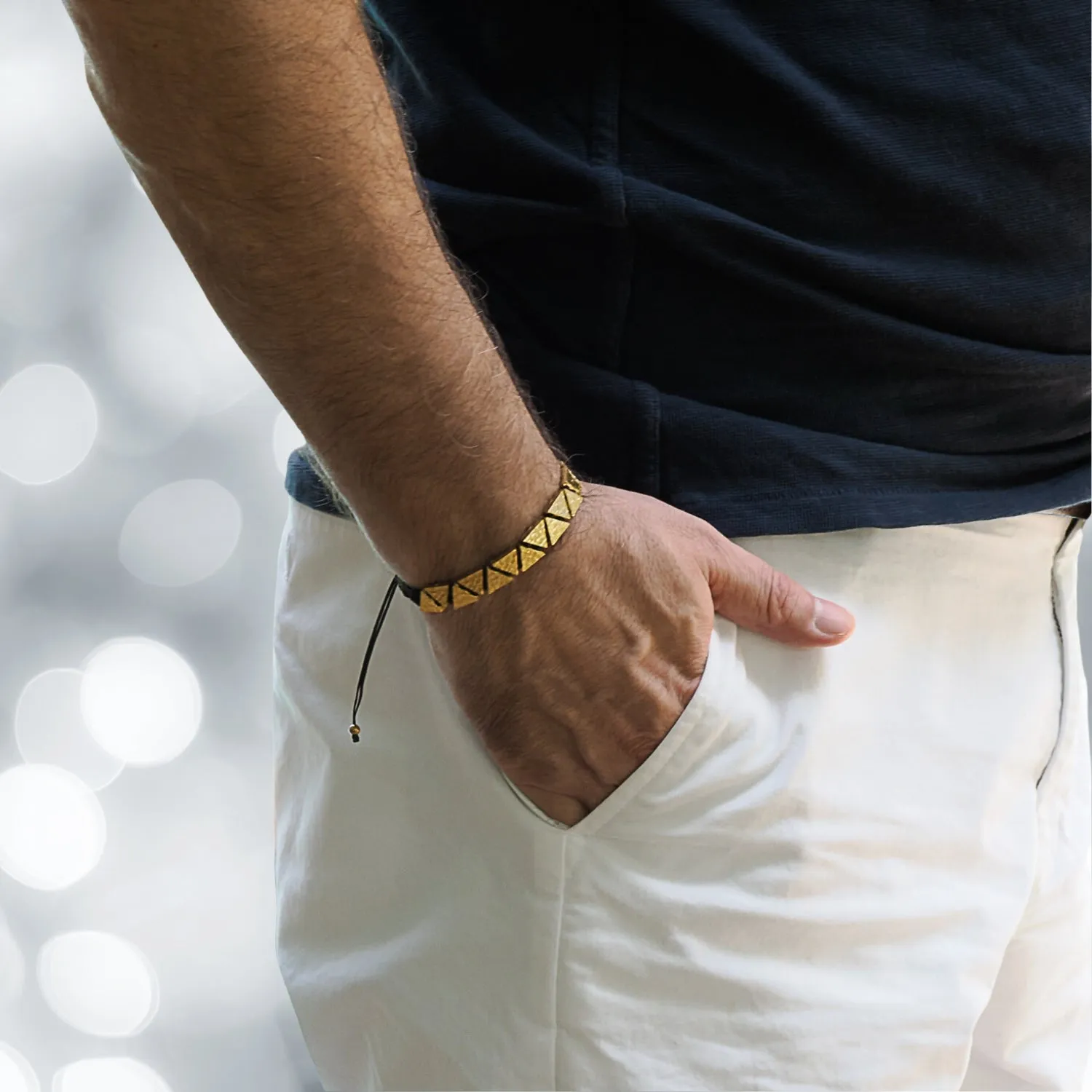 Black Woven Gold Triangle Bracelet