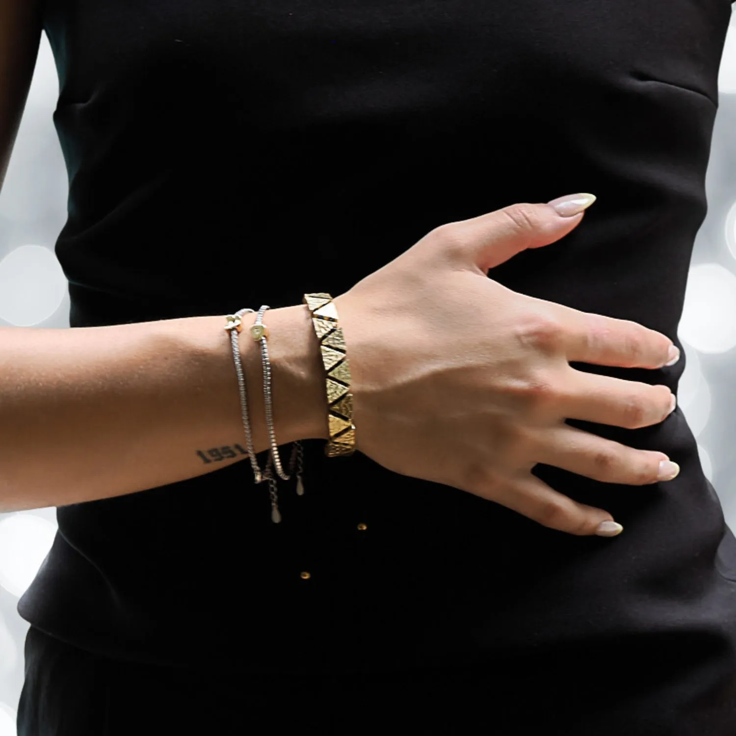Black Woven Gold Triangle Bracelet