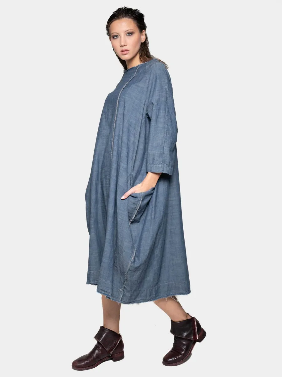 Boat Neck Front Seam Dress