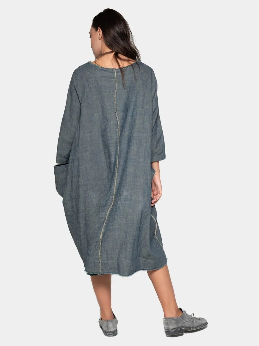Boat Neck Front Seam Dress