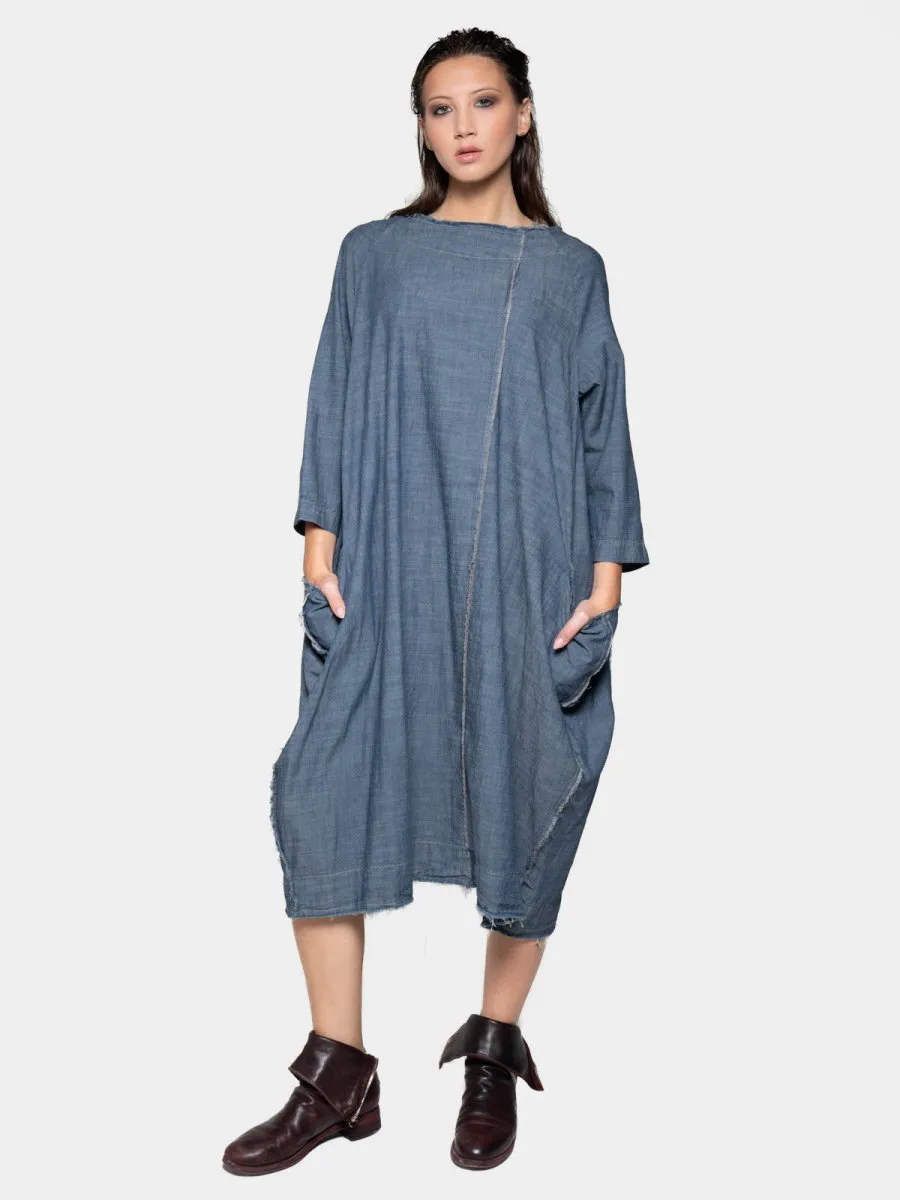 Boat Neck Front Seam Dress