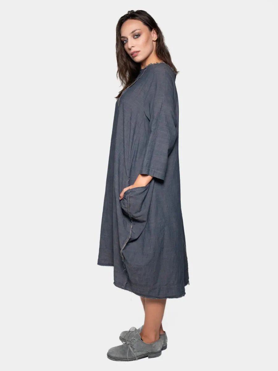 Boat Neck Front Seam Dress