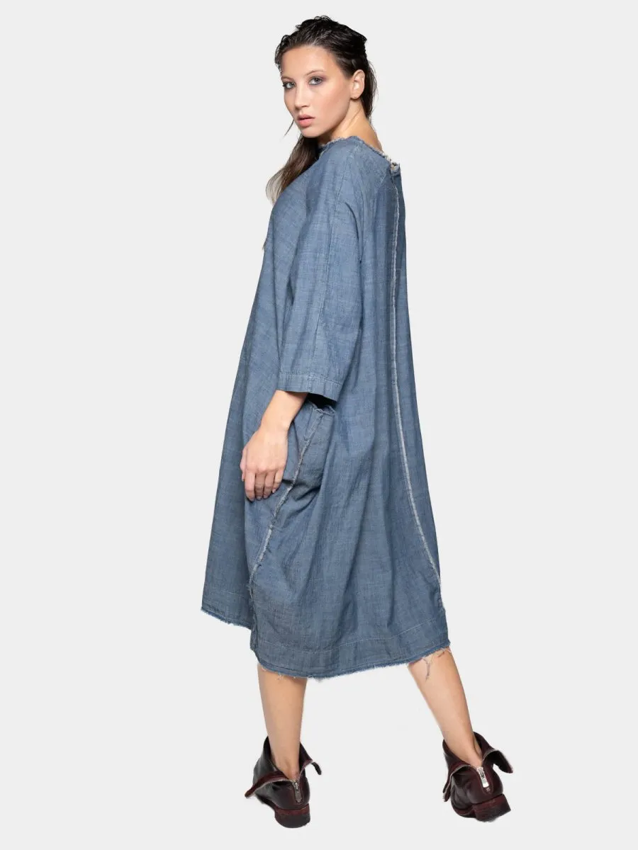 Boat Neck Front Seam Dress