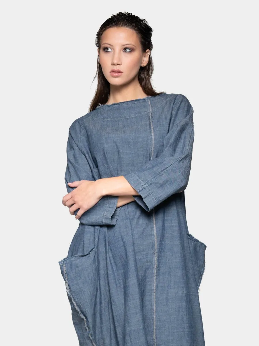 Boat Neck Front Seam Dress