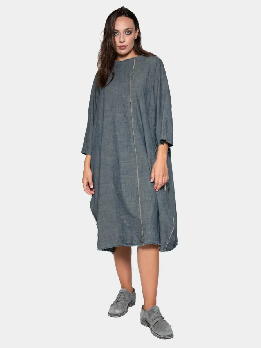 Boat Neck Front Seam Dress