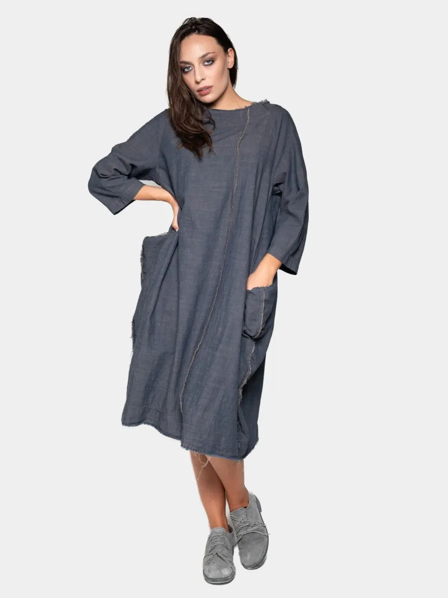 Boat Neck Front Seam Dress