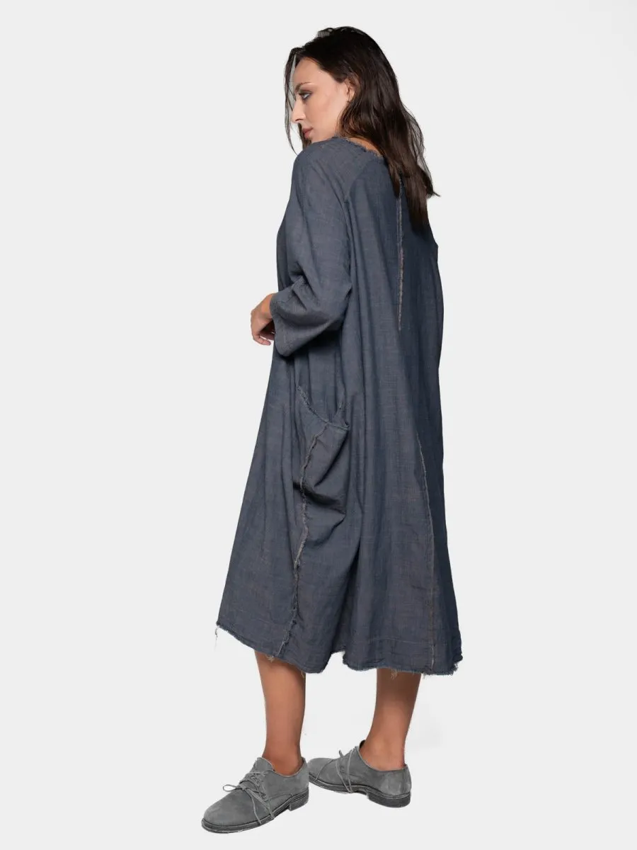 Boat Neck Front Seam Dress
