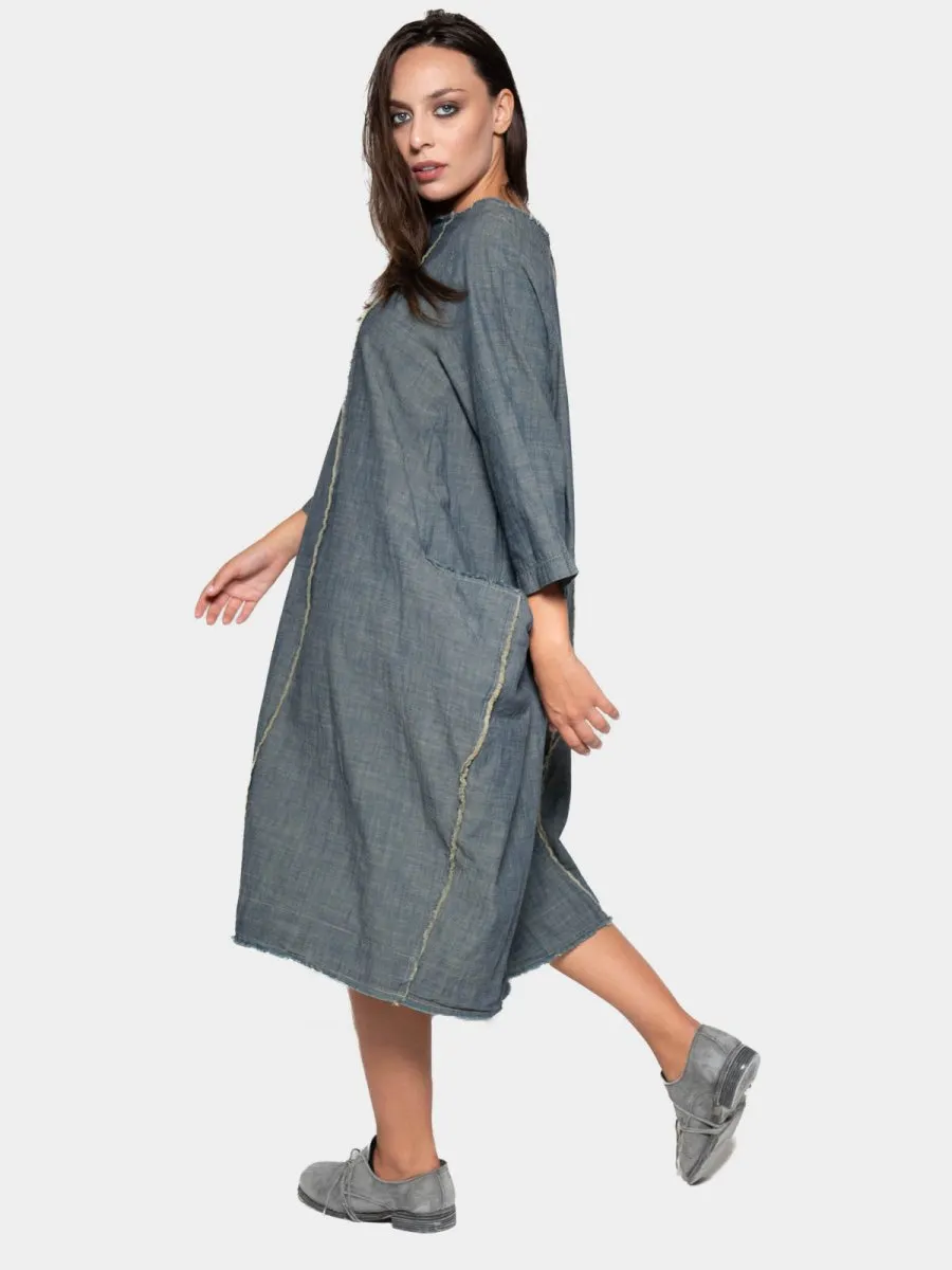 Boat Neck Front Seam Dress