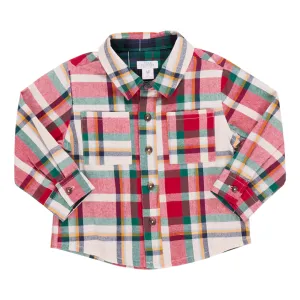 Boys Jack Shirt - Holiday Tartan ||  Pink Chicken