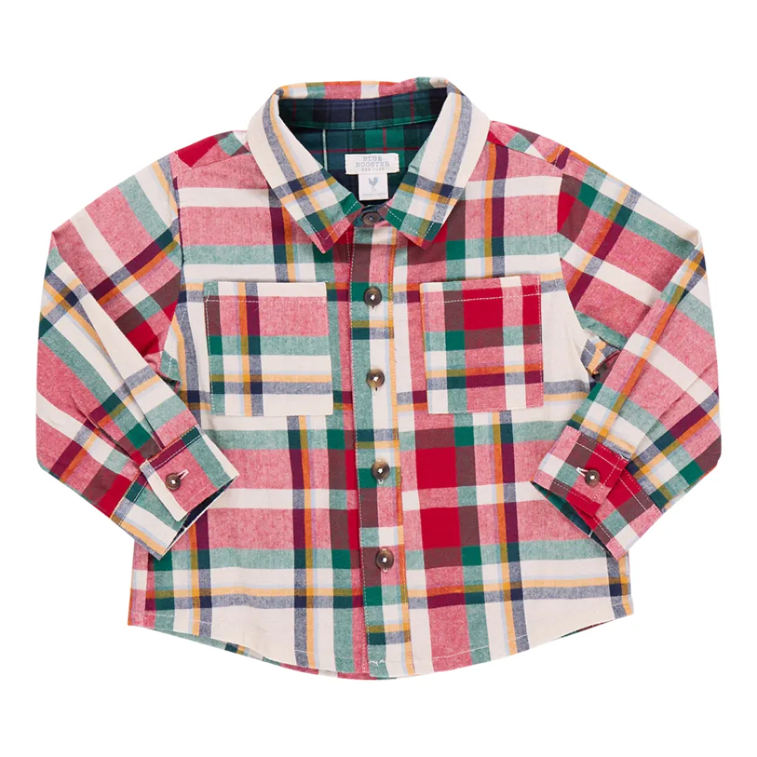 Boys Jack Shirt - Holiday Tartan ||  Pink Chicken