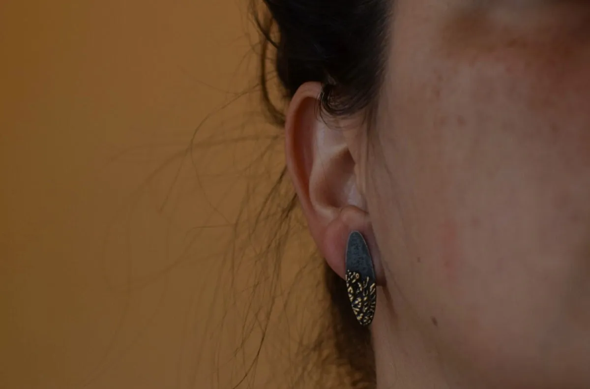 Bronze & Sterling Leaf Earrings
