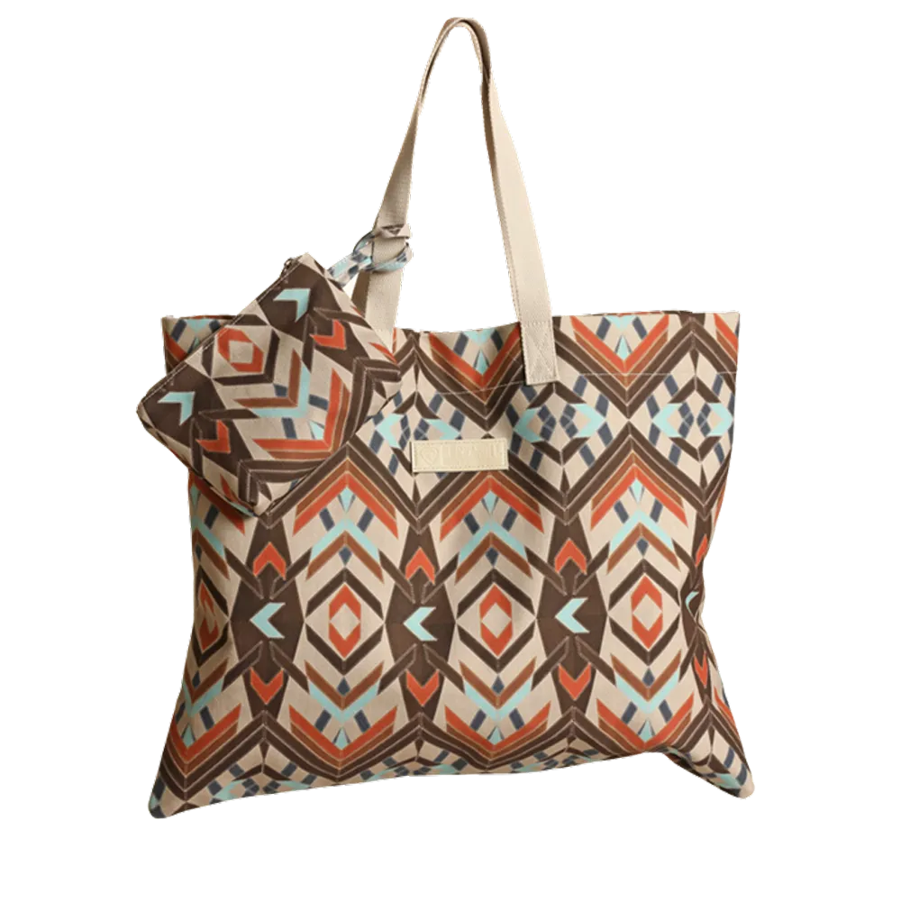 BU43X02670 Panhandle Printed Bag with Woven Strap - Taupe