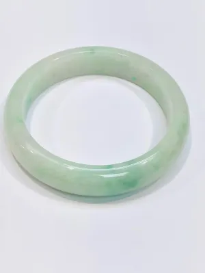 Burmese Icy Apple Green Jadeite Comfort Fit Bangle