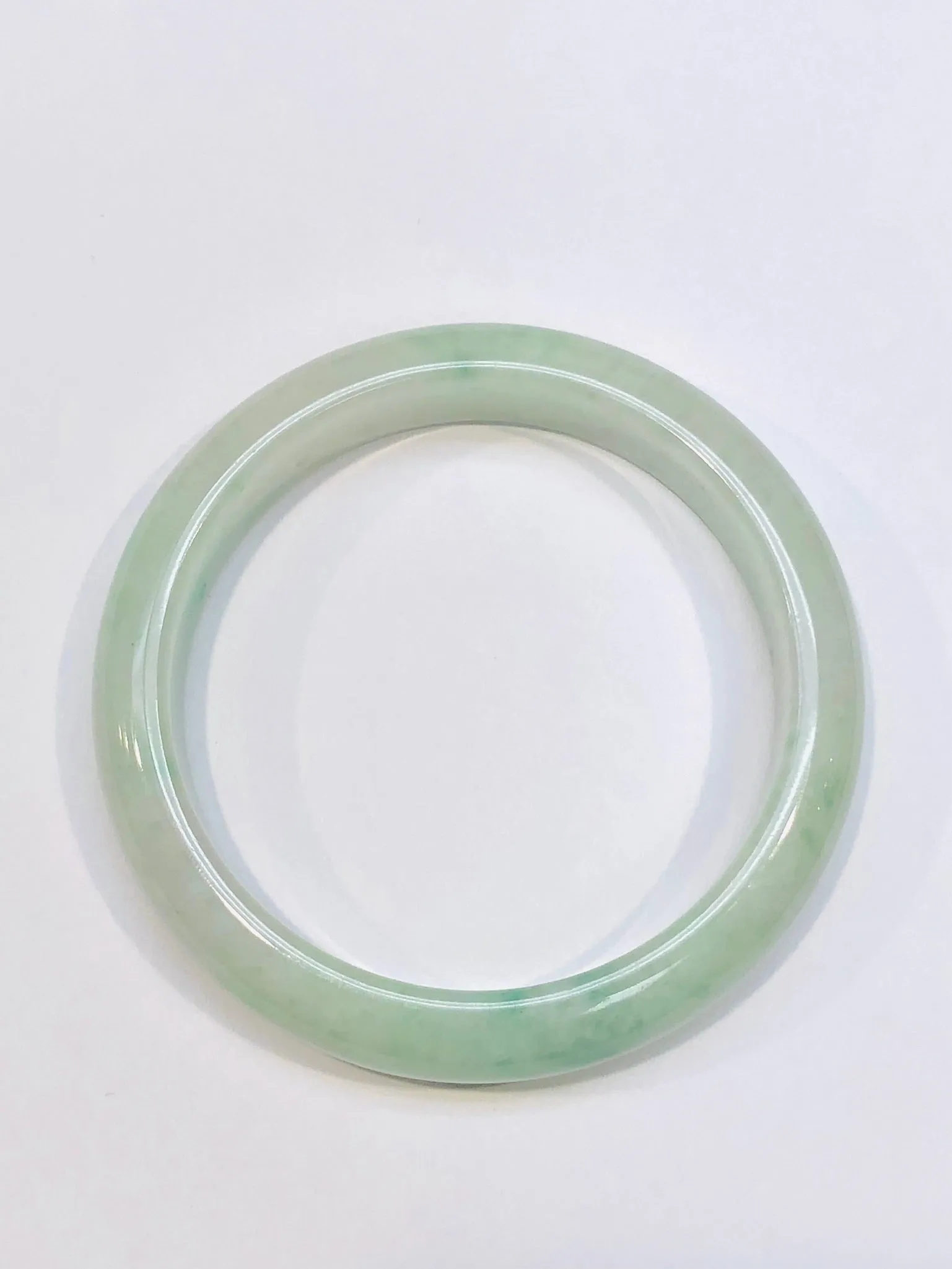 Burmese Icy Apple Green Jadeite Comfort Fit Bangle