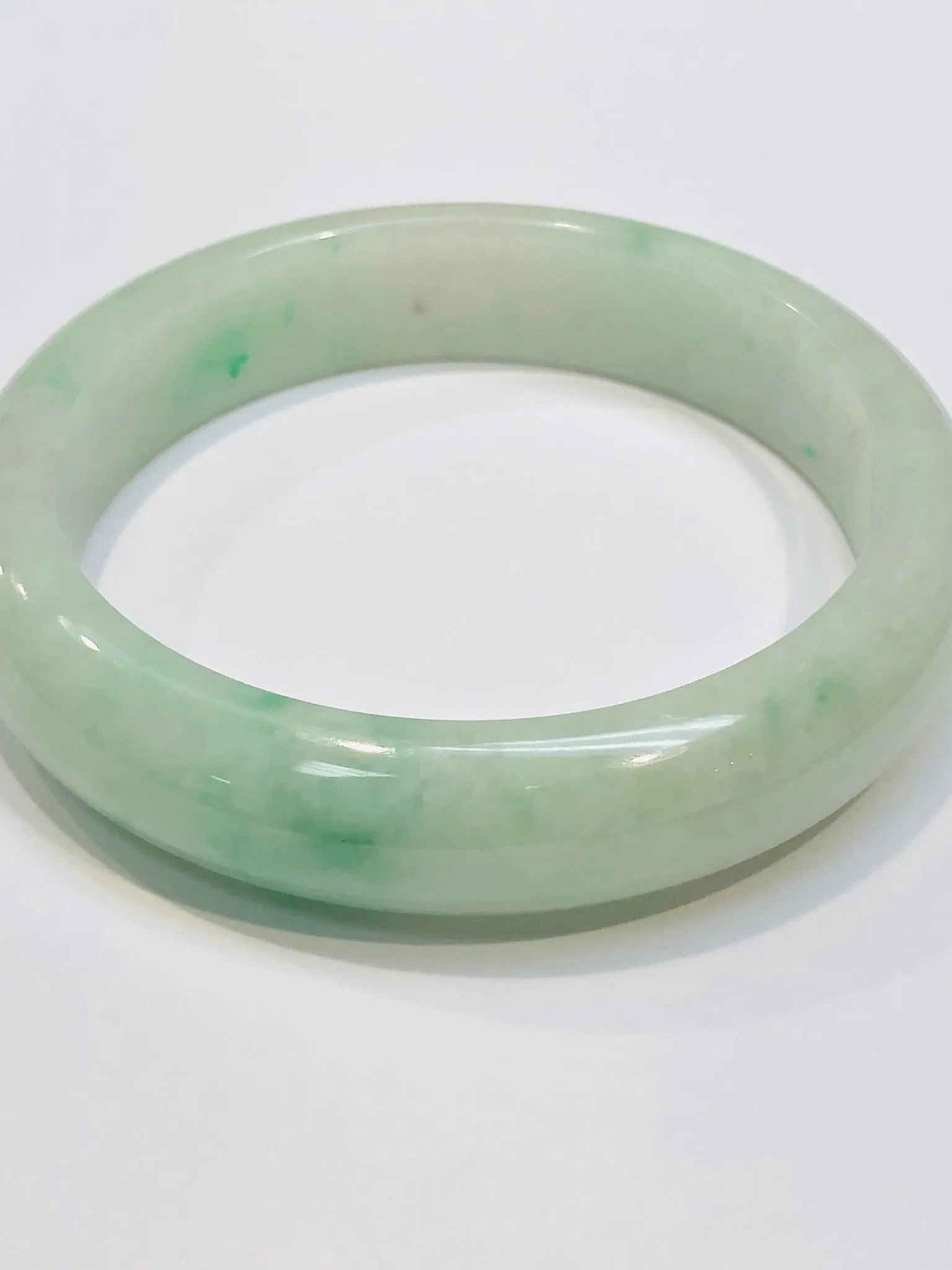 Burmese Icy Apple Green Jadeite Comfort Fit Bangle